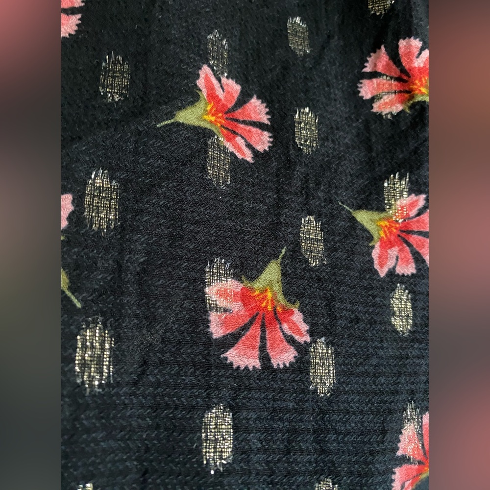 Loft Floral Shimmer Pleated Shoulder Blouse - Picture 5 of 9